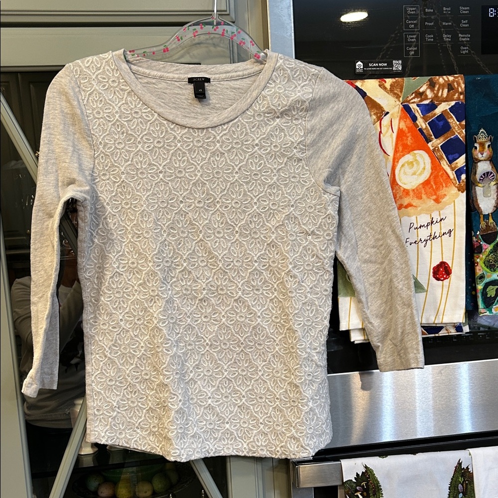 J. Crew gray lace sweatshirt xs